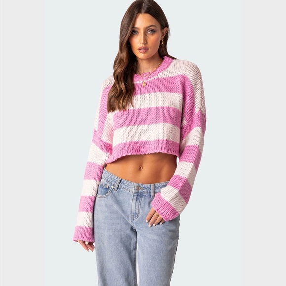 Edikted Sweaters - Edikted Ozzy Cropped Knitted Sweater